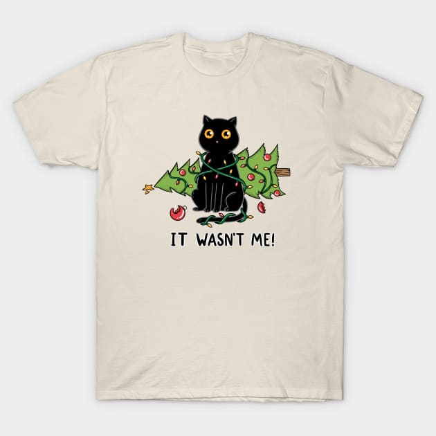 Cat and Christmas tree T-Shirt by coffeeman